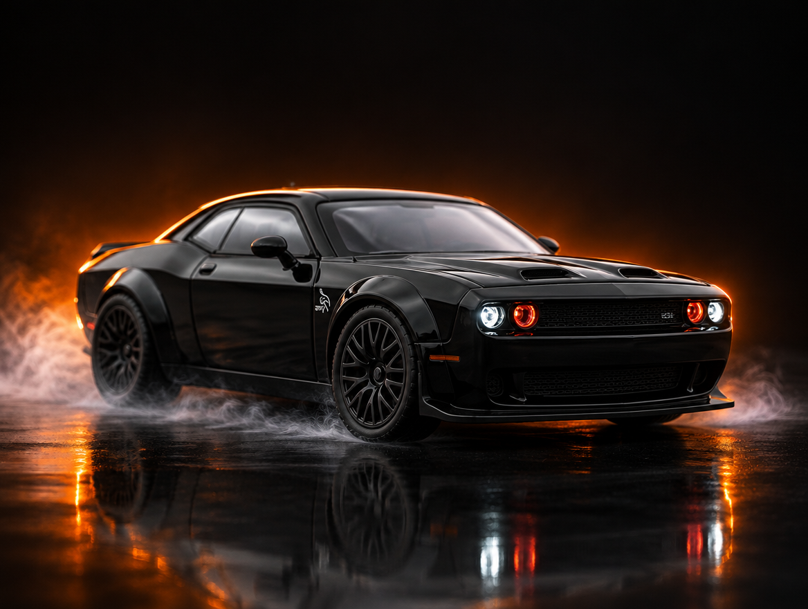 Dodge Challenger, autko RC do driftu, poślizg